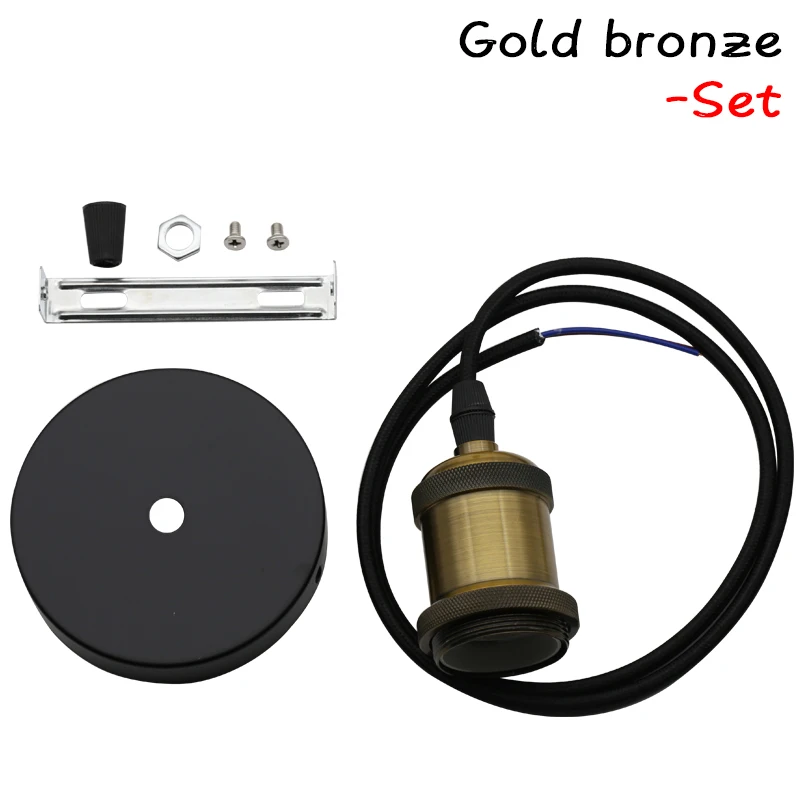 Gold Bronze Set Алюминиевый винтажный подвесной светильник, держатель лампы E27, 90-265 в, светильник Эдисона, держатель лампы, промышленный подвесной светильник, лофт, домашний декор - Цвет: Gold Bronze Set