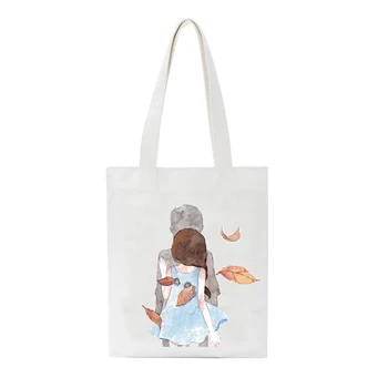 

view of back Print Women Tote Bags Shopping Handbag Ladies Casual Shoulder Bag Female Cotton Cloth Handbag Foldable Beach Shoppe