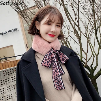

Scarves Women Winter Warm Korean Style Various Color Bow Printed Retro All-match Scarf Thicker Harajuku Womens High Quality Chic