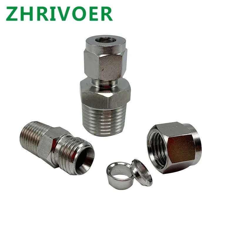 DSJ-M,YDF-LOK,LOK-Fittings, Ferrule Connector 1/8'' 1/4'' 3/8'' 1/2'' To 4-12MM Steel Straight Conversion Adapter Fitting