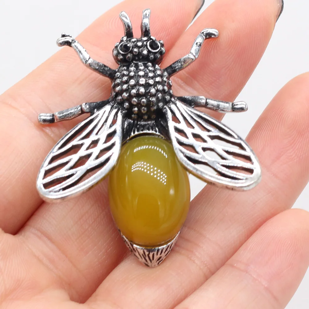 BISOU エタニティⅢブローチ Natural Stone Brooches Insect Bee Shape Rose Quartzs Pin