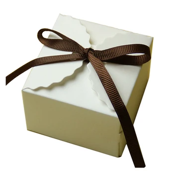 

50pcs Wedding With Ribbon Square Mini DIY Vintage Packaging Candy Box Gift Paper Favor European Party