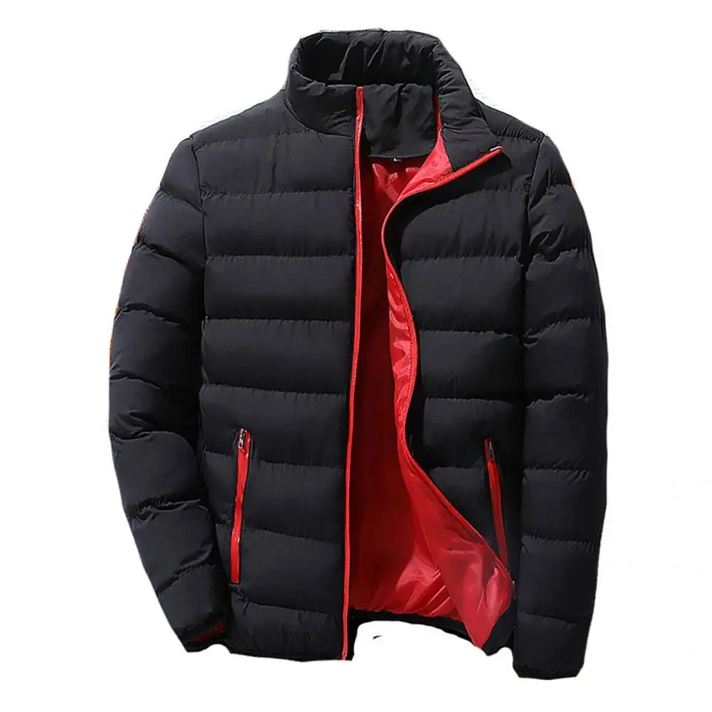 Oversize Men Down Coat Jacket Zipper Windbreak Warm Thick Cardigan Stand Collar Down Outerwear Winter 2021