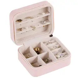 Застежка-молния дорожная коробочка для украшений Портативный серьги из кожи кольца коробка для хранения ювелирных изделий