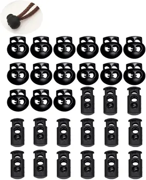 

Lvcky 15 PCS single hole, 15 PCS double hole (black) end spring toggle type stop slider