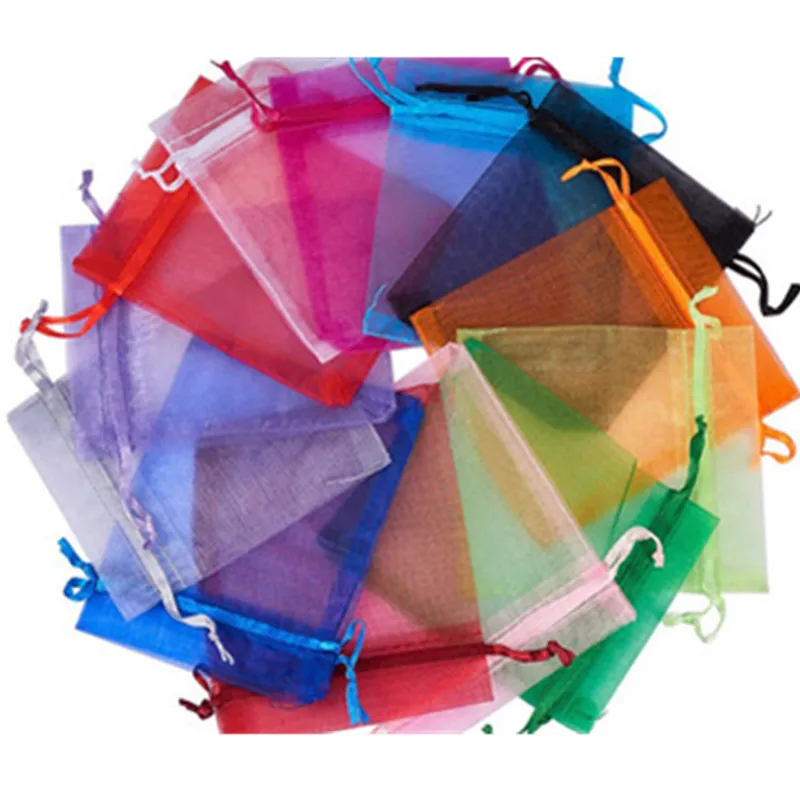 

7x9/10x15cm Christmas packaging and candy Jewelry small drawstring gift organza bag pouch 10-100pcs Party Gifts Halloween Candy