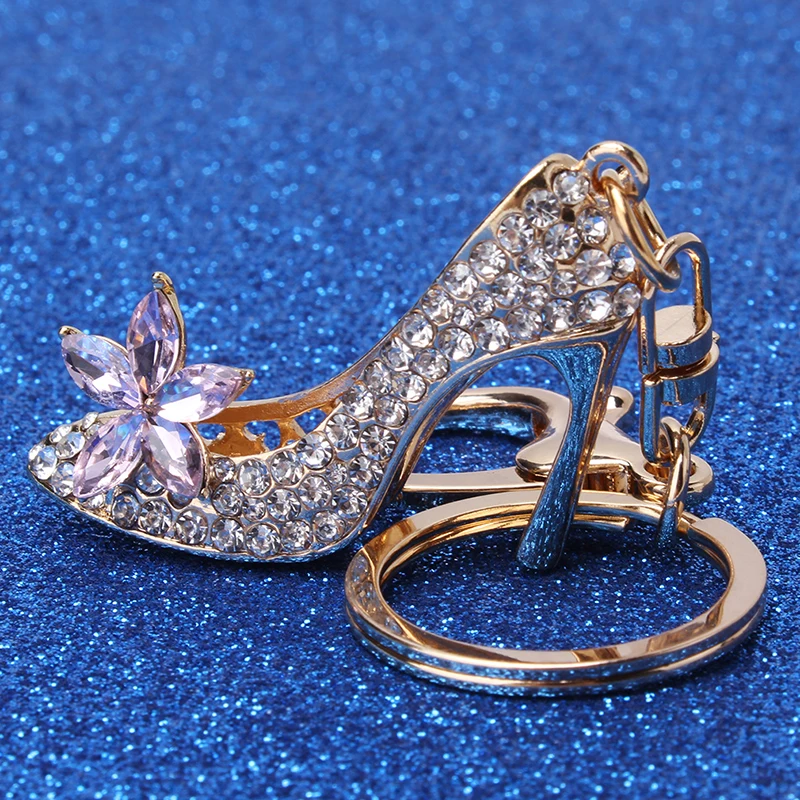 High Heeled Shoes Keychain Rhinestone Crystal Shoe Pendant Car Key