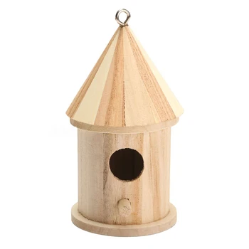 

Wooden Bird House Birdhouse Hanging Nest Nesting Box With Hook Home Garden Decor Wood color size:16cm * 7.8cm