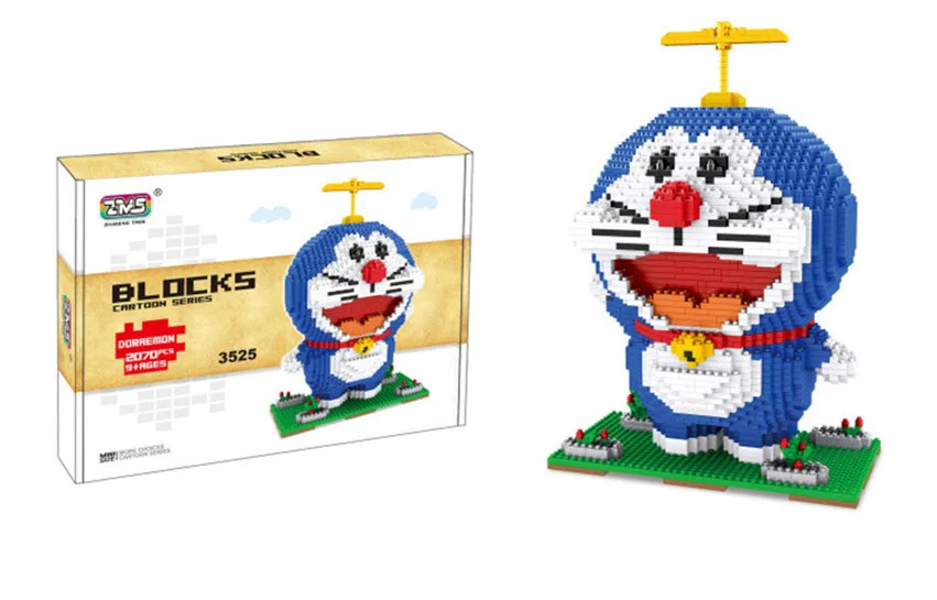 Мини блоки Тоторо большой размер милый Winne stitch Sence Модель Кирпичи Привет сборки brinquedos детские подарки Doraemon игрушки для детей - Цвет: 3525 with box