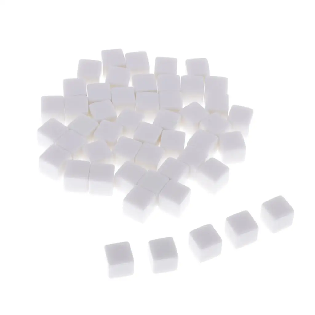 50PCS 14mm BLANK 6 SIDED DICE for Wargames, Casualty Markers - White