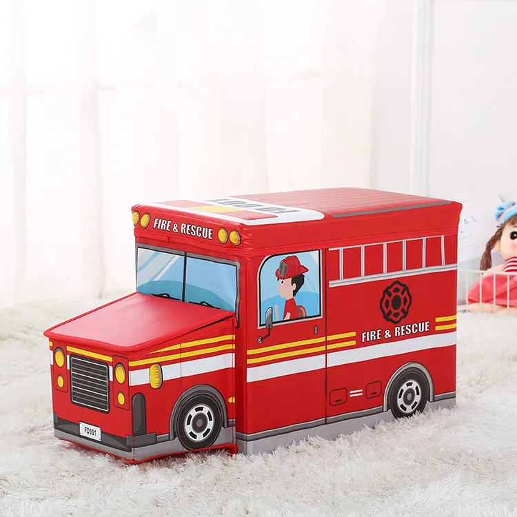 3 Fire truck Коробка для хранения игрушек в форме автобуса, детская одежда, органайзер для игрушек, складная Автомобильная игрушка из мультфильма, корзина для хранения, детская корзина для хранения - Цвет: 3 Fire truck