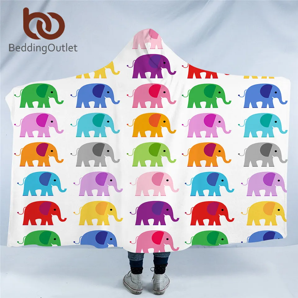 BeddingOutlet &quotРадуга&quot футболки с капюшоном изображением слона Одеяло для взрослых
