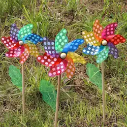 Разноцветная деревянная ветряная мельница, детская игрушка, украшение сада, пластиковая ветряная мельница