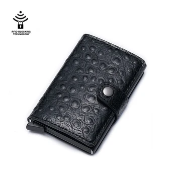 

Ostrich Pattern Leather & Carbon Fiber RFID Blocking Men's Credit Card Holder Wallet Case Cardholder Protection Purse For Women
