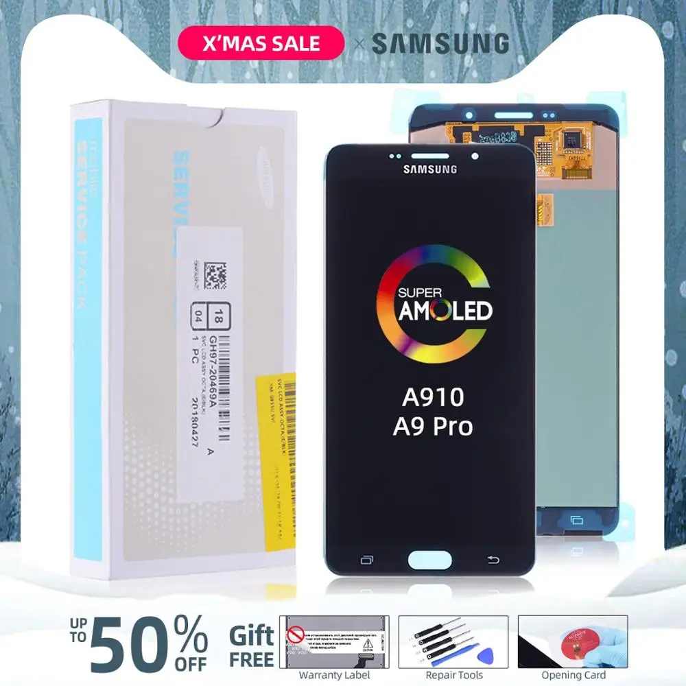 6," Super AMOLED для SAMSUNG A910 ЖК-дисплей сенсорный экран для SAMSUNG Galaxy A9 Pro lcd A9 A9100 A910F A910 дисплей
