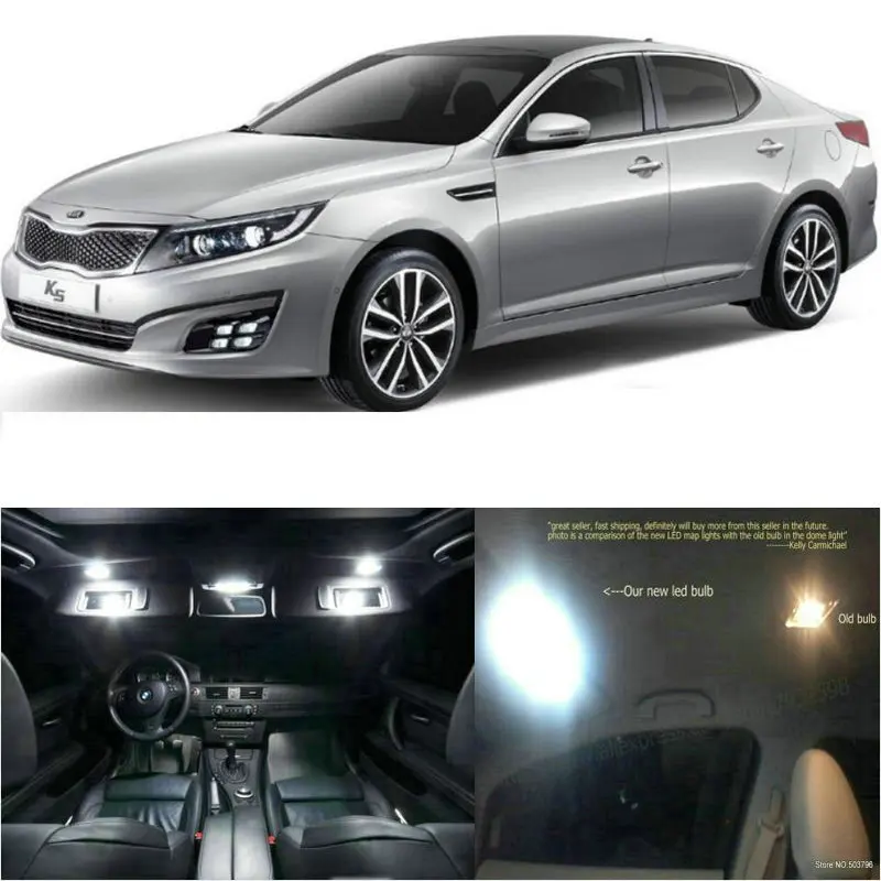 

LED Interior Car Lights For kia k5 2014 sunroom room dome map reading foot door lamp error free 12pc