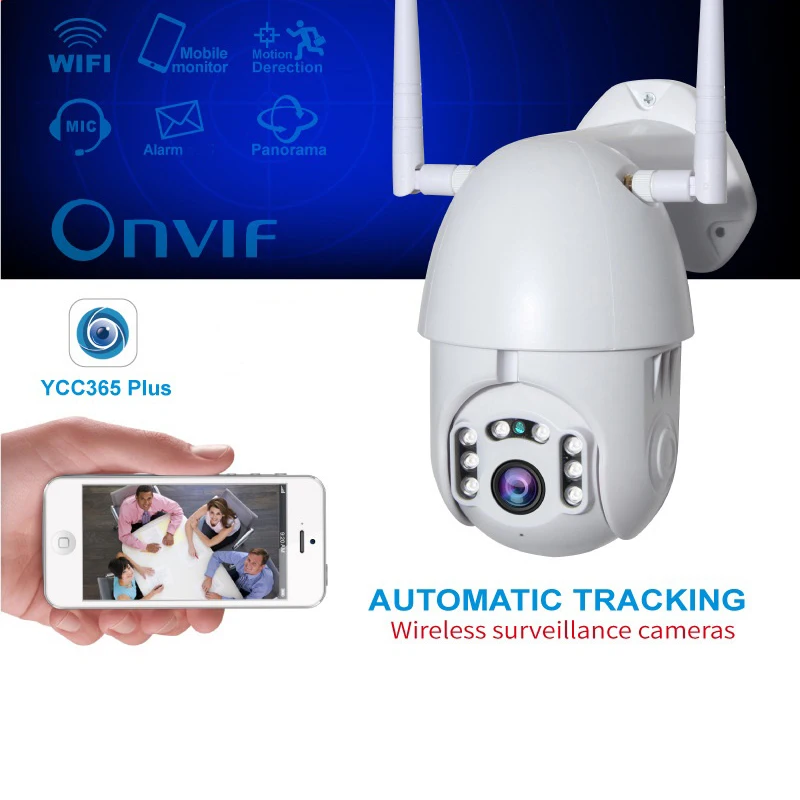 

wdskivi Waterproof Outdoor 1080P IP Camera Wifi Camera PZT Security Dome CCTV Surveillance Camera Smart Alarm Onvif YCC365 Plus