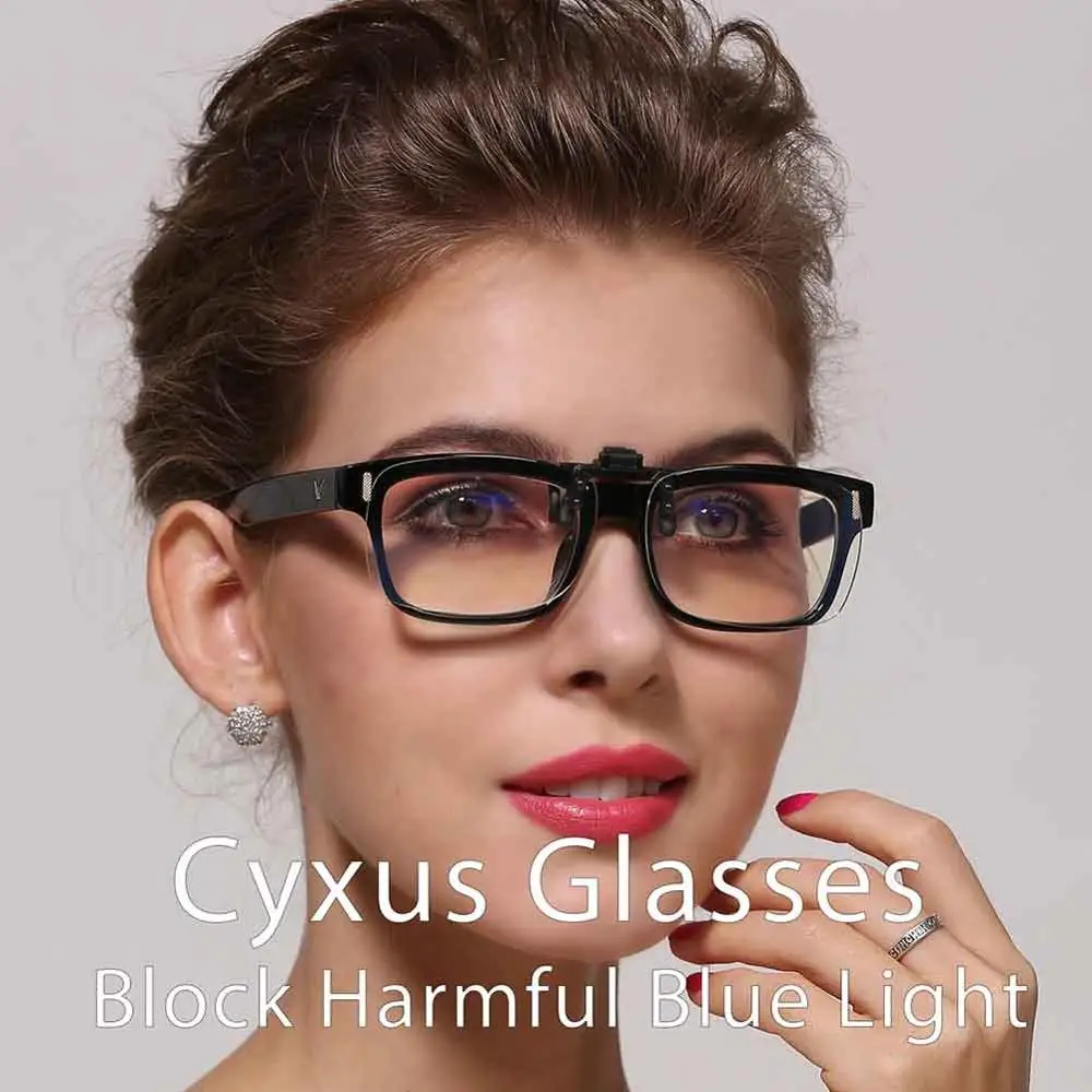 Cyxus Blue Light Blocking Clip-ons прозрачные линзы для всех размеров компьютерные очки анти глазное напряжение унисекс 8000