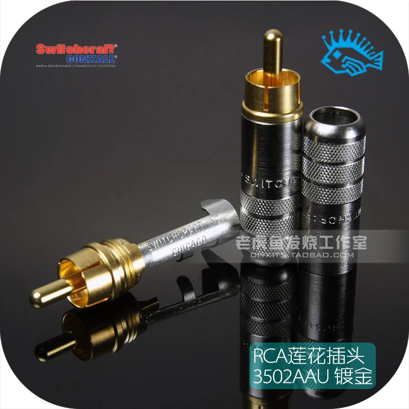 Контактный позолоченный корпус никелированный американский Switchcraft 3502AAU RCA Lotus Plug