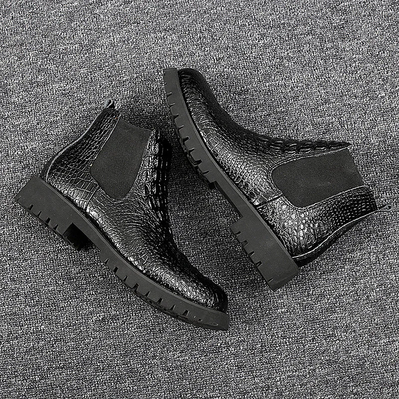 Мужские ботинки из натуральной бычьей кожи теплые плюшевые на шнуровке модные