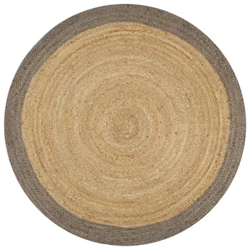 

Carpet Handmade Jute with Gray 120 cm For Living Room Mat Carpet Tatami Rug Home Decorative Table Seat Mat