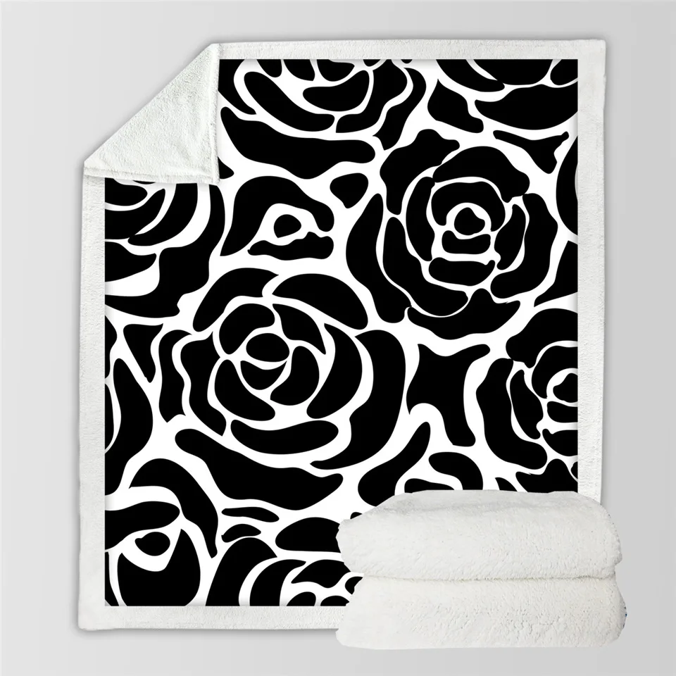 Постельные принадлежности Outlet Красочные розы шерпа пледы одеяло 3D с цветочным принтом зимнее покрывало акварельные цветочные плюшевые одеяло 150x200 см - Цвет: Black Rose