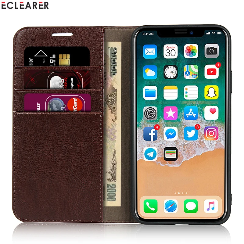 Чехол-Кошелек ECLEARER для iPhone 11, роскошный чехол из натуральной кожи для iPhone 11/Pro/MAX, винтажные слоты для карт, откидной Чехол