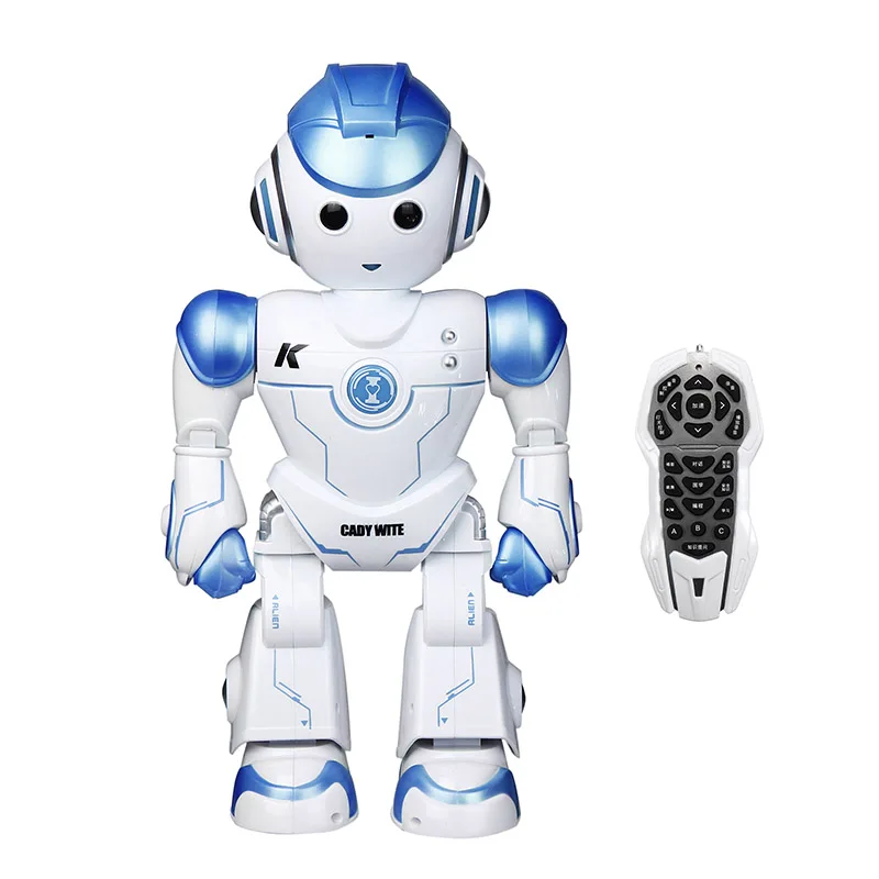 Развивающий Интеллектуальный RC робот игрушки для детей многофункциональный пульт дистанционного управления программируемая Роботизированная Игрушка Дети подарки на день рождения - Цвет: Синий