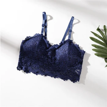 

Women French Embroidered Lace Bra Backless Tight Vest Cropped Bras