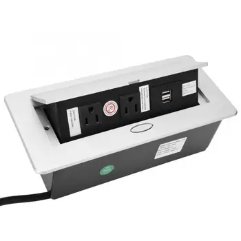 

2pcs US Standard Socket + 2pcs USB Interface Aluminum Alloy Table Desktop Office Home Appliances Safety