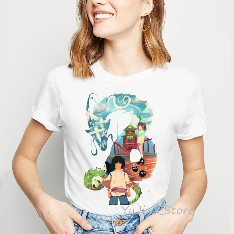 Футболка totoro Spirit Out camiseta mujer Studio Ghibli женская футболка с японским рисунком аниме женская футболка Miyazaki Hayao - Цвет: Y82473