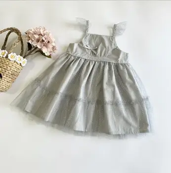 

2020 new girls bow dress summer fashion cotton girls princess dresses 2-7 years HV744