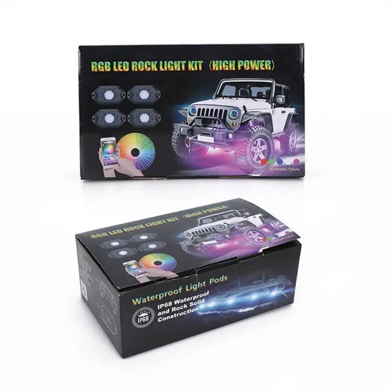 Модификация автомобиля 4 RGB светодиодные горные фонари внедорожная музыка беспроводной Bluetooth управление