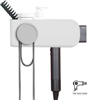 

Wall Mount Hair Dryer Rack Adhesive Hair Dryer Holder Stand with Cable Tidy for Toothbrush Cosmetic Hair Dryer