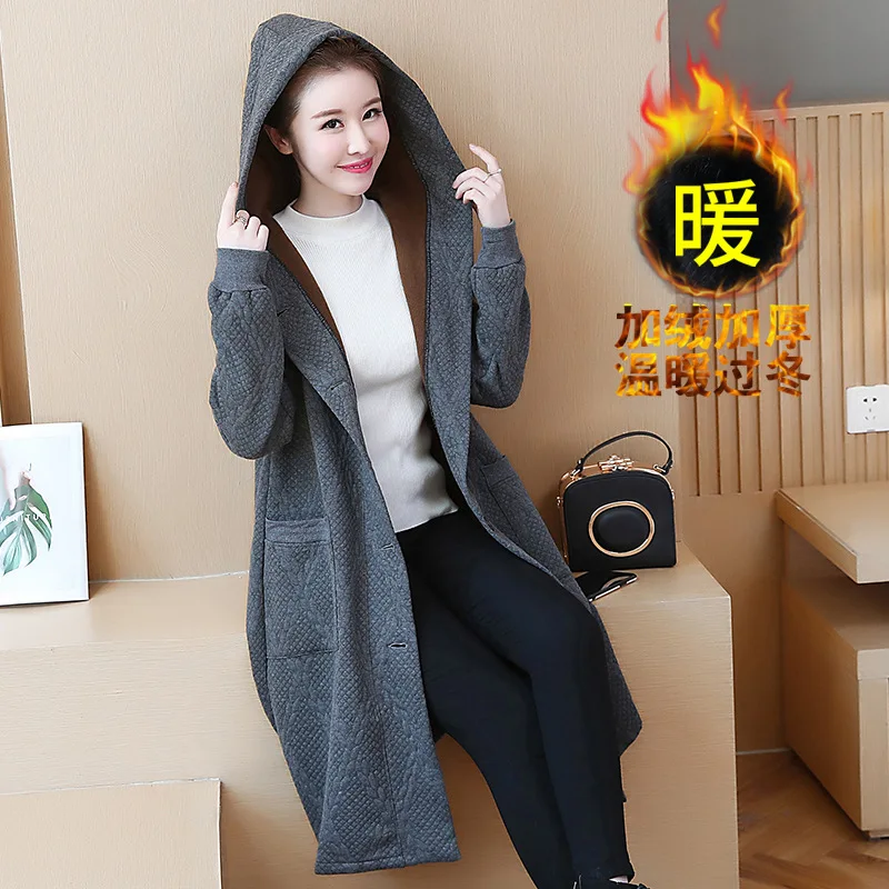 

2018 Winter New Style Coat Large Size Fat Mm Slimming Overcoat Thick plus Velvet Winter Cotton-padded Clothes Women's Mid-length