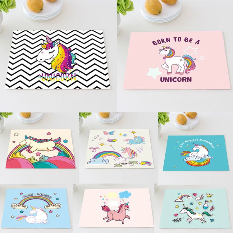 

Unicorn Placemat Cotton Linen Fabric Table Insulation Pad Heat Resistant Coasters Table Cover Pot Holders Will Pursue Custom-Bui