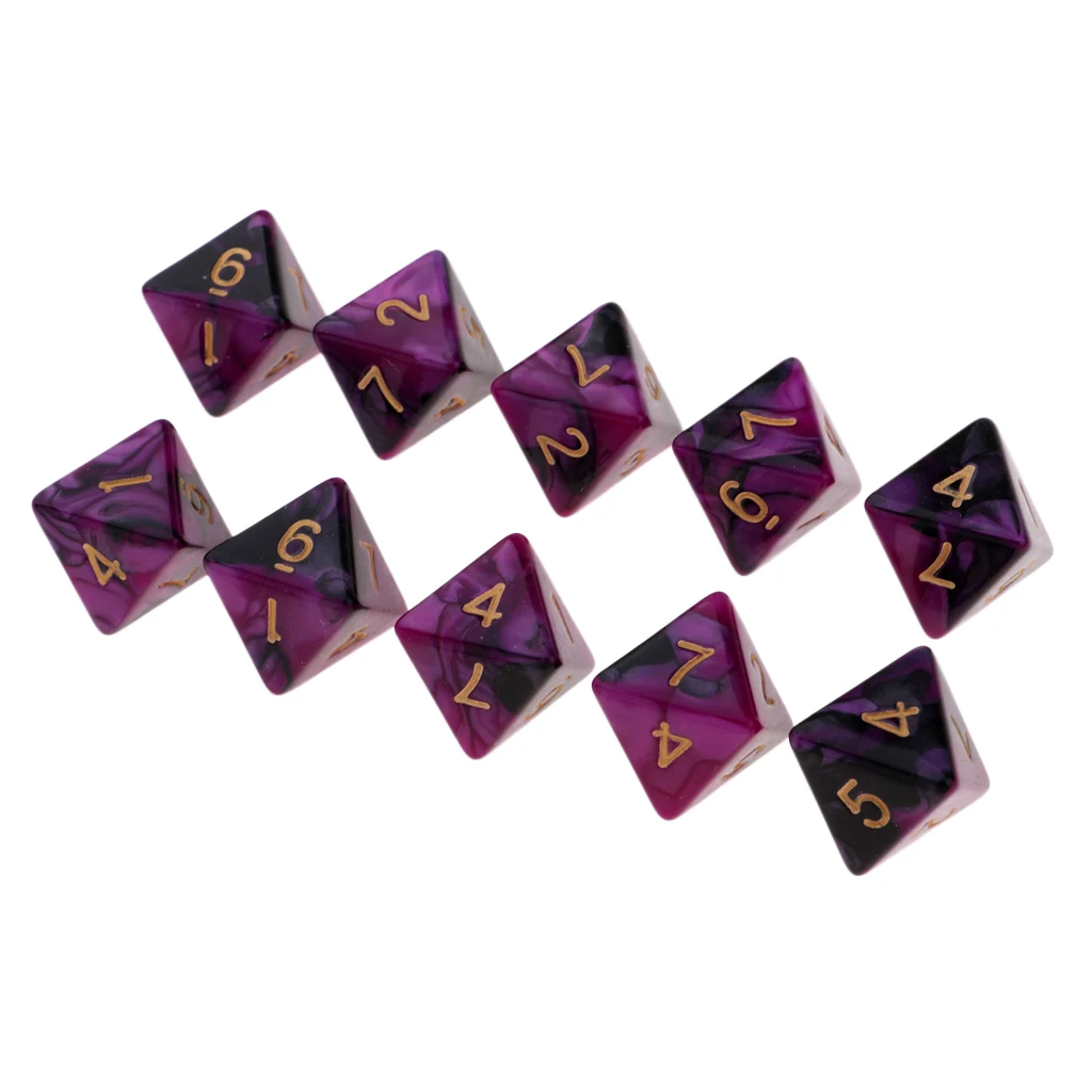 10 Pieces Polyhedral Dice Set Multi-sided Dice D8 for TRPG D& Dragons Game 8-sided Dice Set 