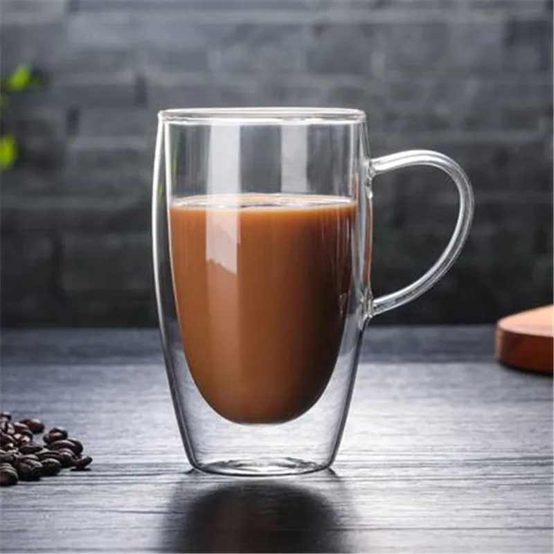 Doppel Wand Glas Kaffee Tee Tassen Wärme Beständig Doppel Wand Kaffee Becher Transparent Zitrone Becher Wasser Trinken Tasse|Tassen| - AliExpress