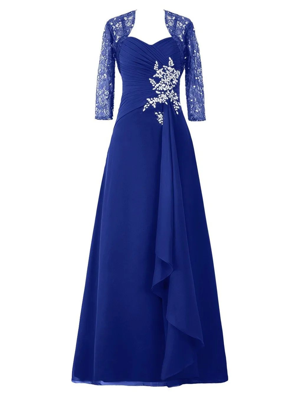 Royal Blue 28 ТРАПЕЦИЕВИДНОЕ кружевное платье на тонких бретельках, милое платье для матери невесты, наряды, длина до пола, свободная кружевная куртка на молнии, большие размеры - Цвет: Royal Blue 28
