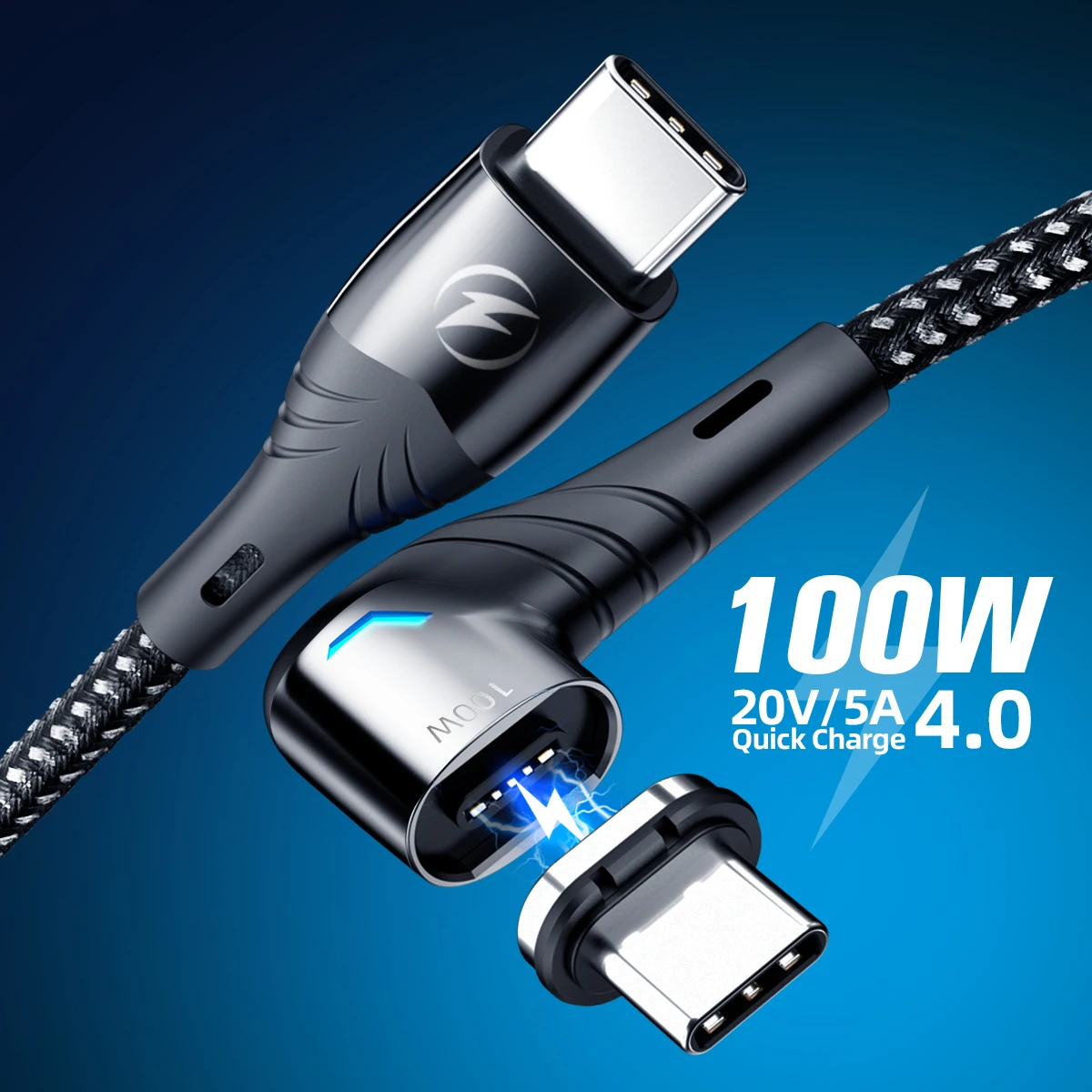 

100W Magnetic Cable Type C to Type C Cable for Redmi Note 9s Huawei P40 PD Fast Charging for MacBook Pro QC4.0 Data Cable Cord