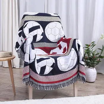 

130x160cm Soccer Design Soft Cotton Throw Washable Rug Couch Comfortable Sofa Chair Blanket Hanging Taperstry