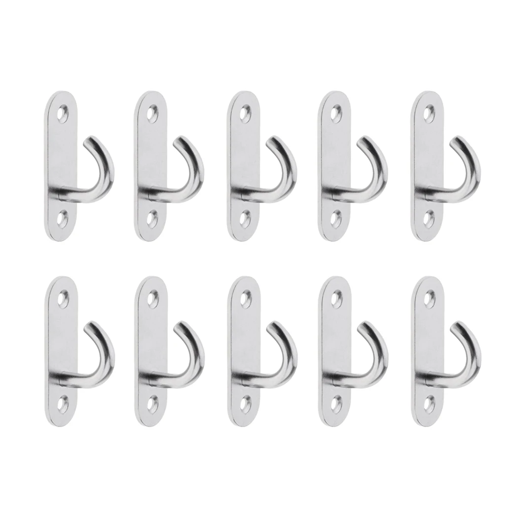 10pcs M5 Wall Mount Hook Stainless Steel Pad Eye Plate For Yoga Swing Boat