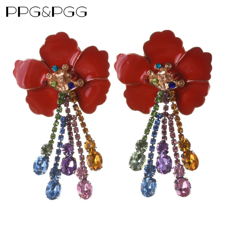 

Za Accessories 2019 New Luxury Bride Wedding Jewelry Crystal Tassel Earrings Layered Flower Drop Earrings Wholesale
