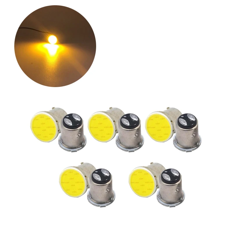 

10x желтый COB 12SMD 1157 BAY15D Автомобильный светодиодный светильник сигнальных ламп супер яркий автоматический поворот Хвост заднего хода стояночного тормоза лампы 12V