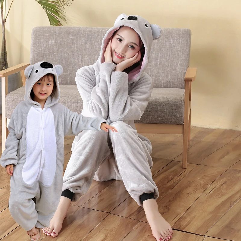Koala Kigurumi onesies; Одинаковая одежда для всей семьи; одежда для мамы и дочки; Комбинезоны для взрослых; повседневный комбинезон для девочек