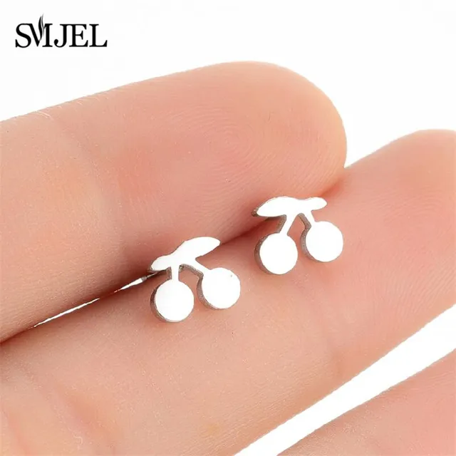 Stainless Steel Mini Stud Earrings Mushroom Cherry Weather Sun Water Droplets Cartilage Ear Piercing Jewelry Skull Face Studs 430