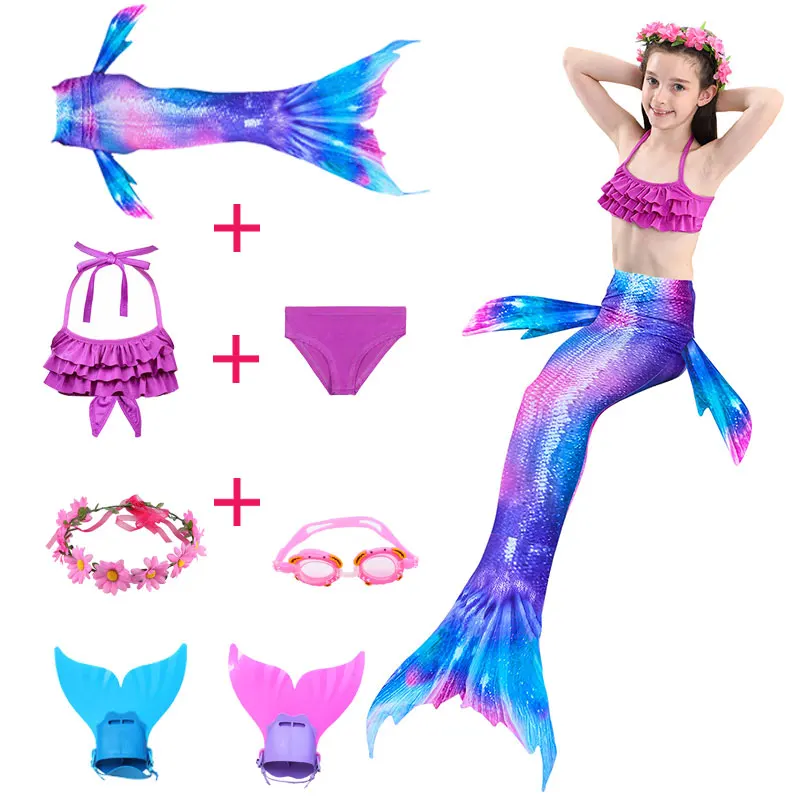 Meerjungfrau Mermaid Kostüm Mädchen Schwanzflosse Monofin Bademode Schwimmanzug 