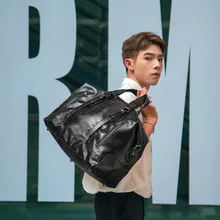 Мужская кожаная сумка для путешествий, большая спортивная сумка для путешествий, Черная мужская сумка для выходных, Большая вместительная сумка для переноски багажа