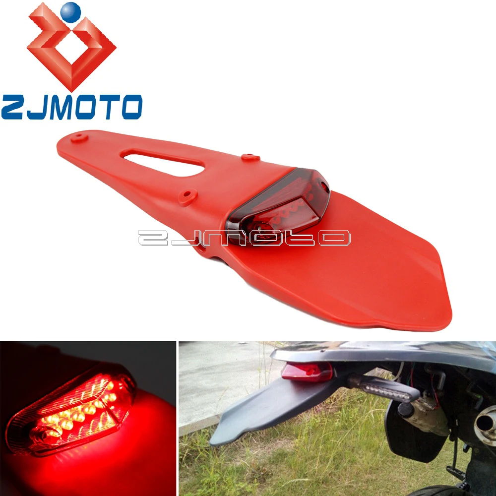 

Dirt Bike Custom Rear LED Fender Enduro Stop Tail Light Mudguard For Honda XR CRF 230 250 400 450 500 650