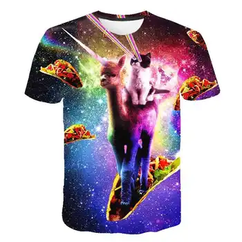 

2020 3d animal T-shirt kids Children's wear Cartoons unicorn Tshirt Laser cat baby Boy clothes 4-14T teenager Summer Tops
